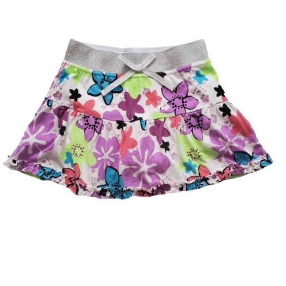 Basic Editions Kids Girls Floral Glitter Waistband Ruffle Hem Skirt Sz M/M (7/8) - Picture 2 of 12